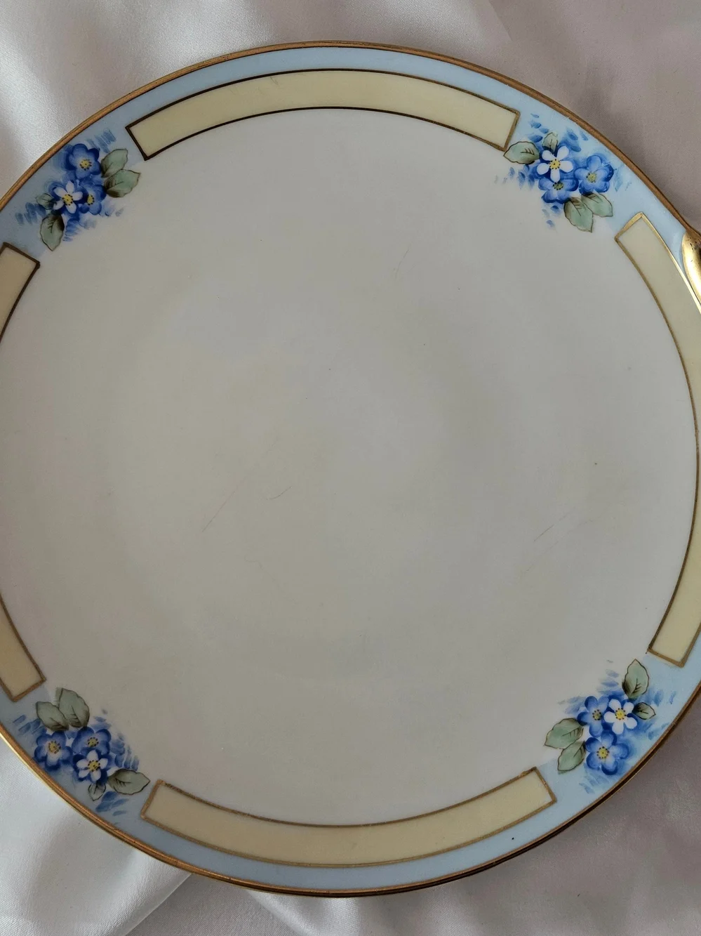 Mello Porcelain Tray China From Japan, 1910-1935. Handpainted Blue, Cream & Gold